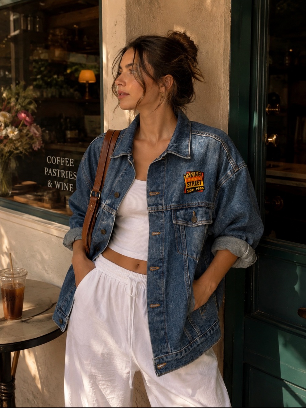 VTG 90s Vantage Club "Taking It To The Street" Denim Jacket L
